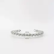Tory Burch Logo Pearl Cuff Bangle Silver OS