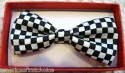 Unisex Kids Boys Girls Black and White Checkers Checkered Adjustable Bow Tie-New