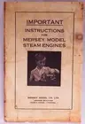 Mersey Model Co - live steam engines - copy (facsimile) instruction booklet