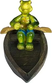 Floating Frog Pond Decor - Cartoon Rowing Frog Figurine, Weather & Fade Resistant Resin Statue for Pools, Fish Tanks & Outdoor Decor