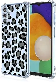 [XINYEXIN] Mobile Phone Case for Samsung Galaxy A04s Silicone Transparent with 3D Flower Pattern Floral Girl Woman Protective Case Clear Case Bumper Cover Shockproof - Leopard