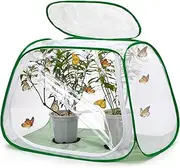 XingYunEr Outdoor Pop-up Large Insect and Butterfly Net Habitat，with Rainproof top Cover Increase Survival Rate, Windproof Trapezoidal Design，Collapsible Caterpillar Growing Mesh Cage Terrarium
