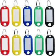 Key Tags, 100 Pcs Key Ring Tags,Granmagazz Keychain Tags with Split Ring and Label Window, Plastic Identification Tags Label for Mailbox, Luggage, Lockers, Pet Names Tag