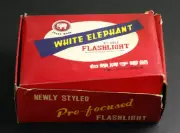 Box with 12 Vintage White Elephant Flashlights New Old Stock