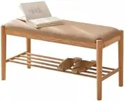 Footstool Foot Stool Entrance Shoe Bench with Storage Solid Wood Shoe Changing Bench Upholstered Bench Suitable for Entrance, Hallway, Bedroom Ottoman (One Color 60 * 35 * 42cm)