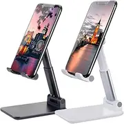 Meetuo 2 Pcs Cell Phone Stand, Adjustable Angle Height Phone Stand for Desk, Fully Foldable/Portable Phone Holder, Compatible for iPhone 14/13/12/Smartphones