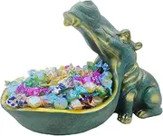 CUZOKOLA Hippo Statue,Unique Large Hippopotamus Figurine Home Sculpture Resin,House Hippo Candy Dish, Candy Bowl Jar for Office Desk,Hippo Planter,Big Container Storage Mouth Art Decor Box(Dark Blue)
