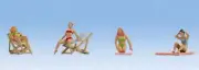 HO Female Sunbathers (4) w/Chairs & Mats