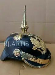 HALLOWEEN GERMAN LEATHER PRUSSIAN PICKELHAUBE IMPERIAL OFFICER'S HELMET DESIGN