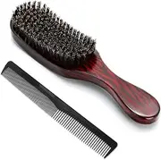 Kzvsiy 2 Pack Boar Bristle HairBrush and Massage Comb Set, Beard Styling & Hair Detangling, Ideal for Long, Thick, Curly, Wavy, Dry or Damaged Hair, Men and Women