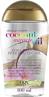 Ogx Extra Strength Damage Remedy + Hydrating & Repairing Coconut Miracle Hair Oil Penetrating Oil For Dry & Damaged Hair 100mL|Calms frizz & tame flyaways|Leaves hair silky soft &shiny