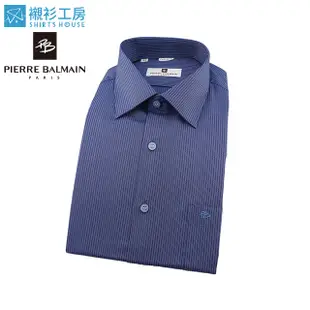 皮爾帕門pb深藍色細條暢銷款激推合身長袖襯衫66160-05-襯衫工房