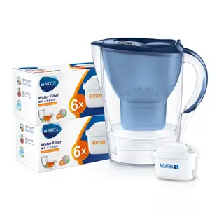 BRITA MAXTRA Plus 去水垢12入濾芯 贈2.4L馬利拉濾水壺藍(共13芯)【愛買】