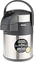 Tiger Double Vacuum Insulated Air Pot Carafe Jug, Beverage Dispenser with Air Pump Action for Hot Cold Water Coffee, Stainless Steel (2.2L MAA-A222 1.4kg)