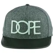 Dope Couture Grey Black Wool Vegan Leather Visor Flat Bill Snapback Cap Hat NEW