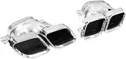 Quad Car Exhaust Tip Compatible For Benz W205 C200 C180 C300 2019 2020 2021 Changed C63 Bodykit 304 Stainless Steel Muffler Tip Tailpipe(Silver)