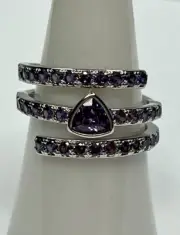 Ring Bomb Party RBP7013 “Stuck In My Daydream” Amethyst CZ Rhodium Size 7