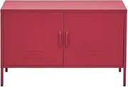 ArtissIn Locker, Metal Sideboard Buffet Cabinet Bedside Table Shoe Storage TV Cabinets Organiser Home Bedroom Kitchen Living Room Bathroom Furniture, with Adjustable Shelf Handy Hook Pink