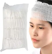 100pcs Disposable Spa Facial Headbands, Wraps Soft Non-woven Headbands, Disposable Elastic Hair, Disposable Spa Headbands for Facials, Skin Care Hair Accessory for Spa Salon Makeup, White