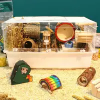 在飛比找樂天市場購物網優惠-日式倉鼠籠子寵物用品透明養倉鼠的盒子超大號別墅好清理飼養箱子