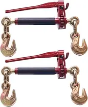 BoxerTool 2 Pack 3/8" - 1/2" Heavy Duty Folding Handle Ratchet Load Binder w/Grab Hook 12,000 lbs WLL - Transport Chain Tie Down