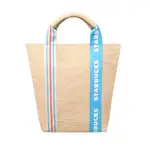 星巴克 品牌直紋棉麻提袋 WOVEN BEACH BAG SUMMER STARBUCKS 2024/04上市