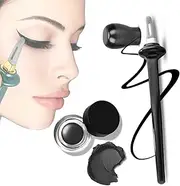 Arcbelle Eyeliner Set, Silicone Eyeliners Tools, Lasting Waterproof & Smudge Proof Eyeliners with Cream, Multi-purpose Make-Up, Reusable (Black+Black Eyeliner Cream)