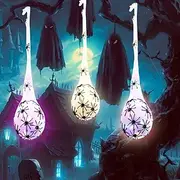 3 Pack Halloween Decoration Hanging Light Up Spider Egg Sacs Large Halloween Spider and Spider Web with Solar String Light Spider Props for Halloween Indoor Ou