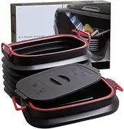 AIMALL Folding Telescopic Trash Can and Fishing Bucket, Dual-Use ABS/PP Storage Box for Car Boot or Outdoor Use, 37L and 18L Options with Lockable Lid and Handles