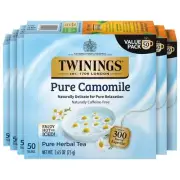Twinings Pure Camomile Herbal Tea 50 Count Pack of 6 Individually Wrapped Bags