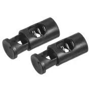 Spring Cord Locks 6pcs, Plastic Single Hole Toggle Fastener Rope End Black
