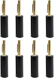 CCWUTQF 8Pcs 4mm Red Black Needle Plugs Pure Copper Gold Plated Musical Speaker Pin Banana Plug Connectors(8PCS Black)