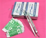 2 SCALPEL KNIFE HANDLE # 7&#3 & 4 + 200 Pcs STERILE SURGICAL BLADE #10#11#15#15C