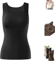 [Generic] Shamfreshen U Neck Shapewear Built-in Bra Tank, Women High Support with Bra Tummy Control Compression Tank Top