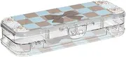 Yoogain Blue-brown Checkerboard Plastic Pencil Box Clear Double Layer Hard Pens Case For Stationery Supplies With Snap Lid