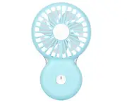 Creative Night Light Mini Fan Portable Outdoor Handheld Fan USB Rechargeable Small Personal Portable Fan-Blue