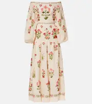 [Agua by Agua Bendita] Agua by Agua Bendita Senlis Canna off-shoulder linen maxi dress UK 6 beige