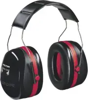 Peltor Over Head Ear Muffs H10a Optime 105, Double Shell Tech, Red/Black,14317