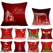 Cotton Home Cushion Cover Pillow Case Xmas Tree Santa Deer Christmas Decoration