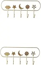 Cabilock 2 pcs Wall Mounted Decorative Clothes Hanger with Hooks Stylish Storage Rack for Towels Scarves Hats More Versatile Home Organizer for Bedroom Bathroom Kitchen Study Cloakroom Gold
