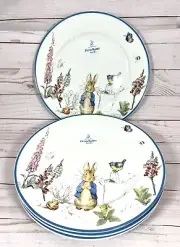 Beatrix Potter Peter Rabbit 10.5" Dinner Plates Easter Bunny (Set of 4) New