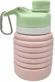 Nefeeko Collapsible Water Bottle 26oz Pink Green Silicone Travel Leakproof NIB