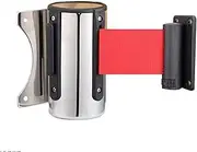 Retractable Queue Barrier Belt, Stainless Steel Retractable Belt Wall Mount Ribbon Barrier Tape Crowd Control Outdoor Sport Stanchion Queue 2/3/5Meters for Management(Red,2meters)