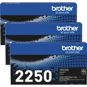 Brother 3 Pack TN2250 Toner Ink Cartridge Black TN-2250 Genuine Original BULK
