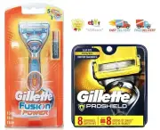 8 Gillette Proshield Chill Blades Refills Cartridges & Fusion Power Razor Shaver