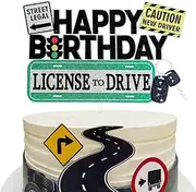 Driver License Birthday Cake Topper, New Driver Birthday Cake Decor, Car Road Signs Theme Party Supplies, 16th 17th Learner Driver Birthday Cake Topper
