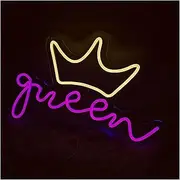 Hanging Art Neon Signs Neon Sign Blue Letters LED Neon Light Crown Neon Lamp Decorative Lights for Birthday Party Bar Decor(Neon-2)