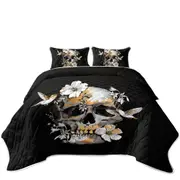 Bronze Skull and Hummingbirds Coverlet