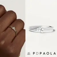 在飛比找momo購物網優惠-【PD PAOLA】西班牙時尚潮牌 簡約鑲鑽戒指 銀色戒指 