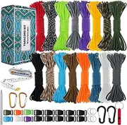 WEREWOLVES Paracord 550 Combo Crafting Kits - Survival Paracord Bracelet Rope Kits - Tent Rope Parachute Cord with Soft Tape Measure, Buckles, and Key Rings - Great Gift (STARRY SKY - 20FT/Each Color)